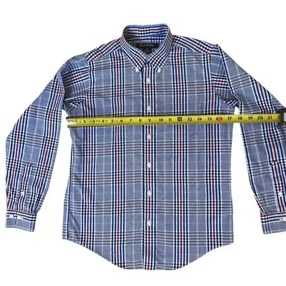 Brooks Brothers Preppy Button Down Shirt Boys Medium Blue Red Plaid Long Sleeve - Picture 3 of 8